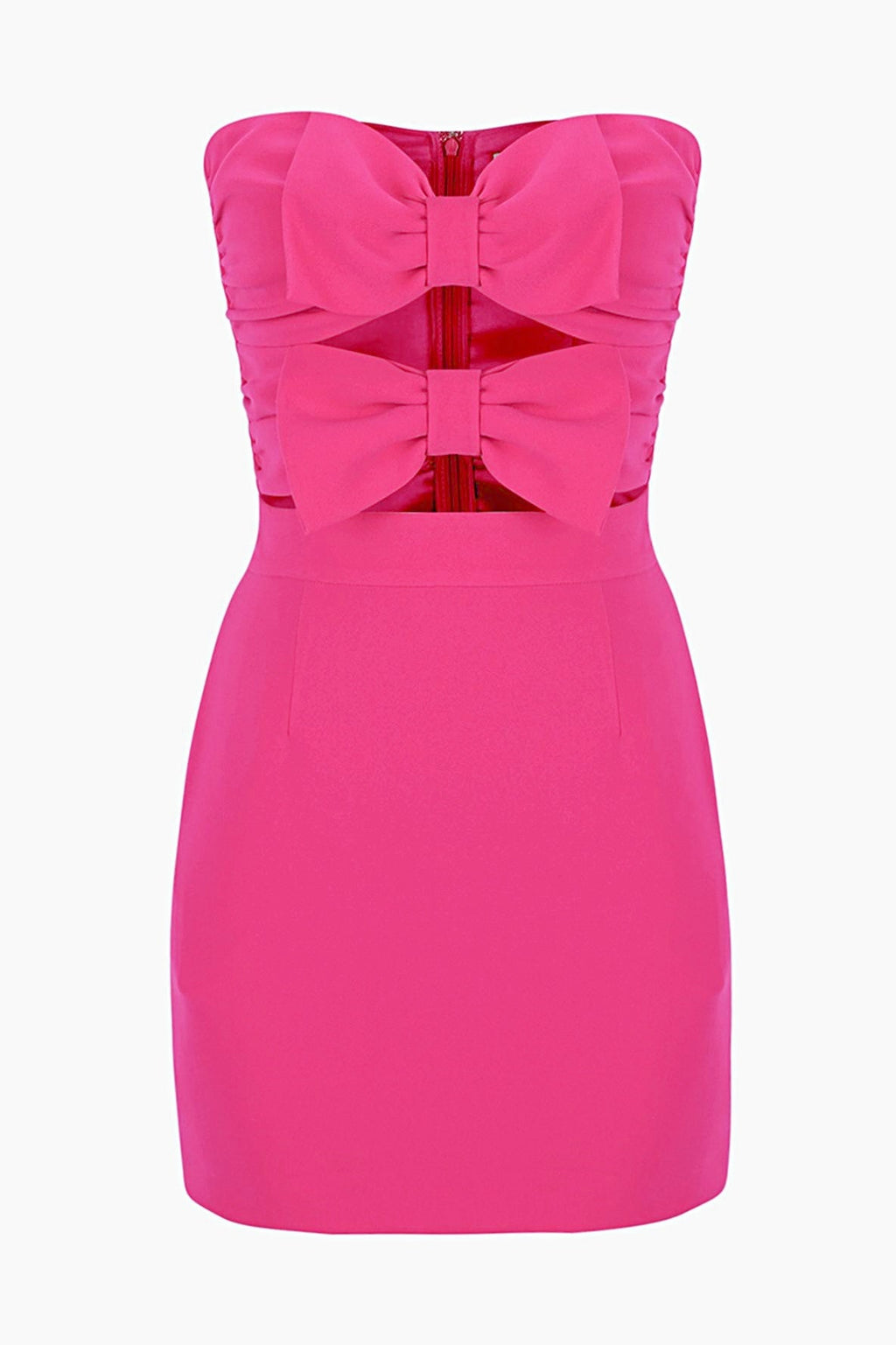 Mignon Bow Trimmed Cut Out Tube Mini-Length Dress
