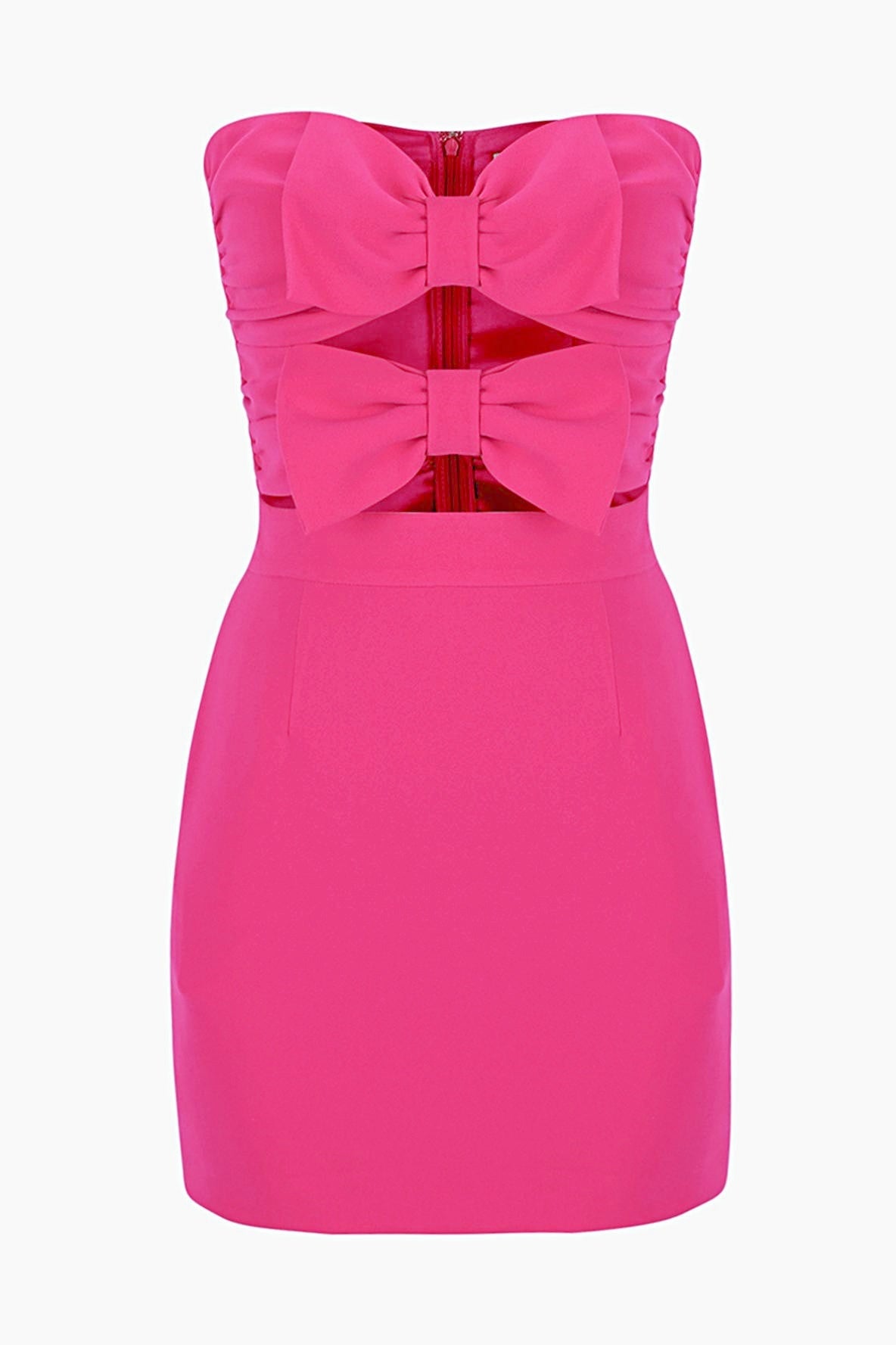 Mignon Bow Trimmed Cut Out Tube Mini-Length Dress