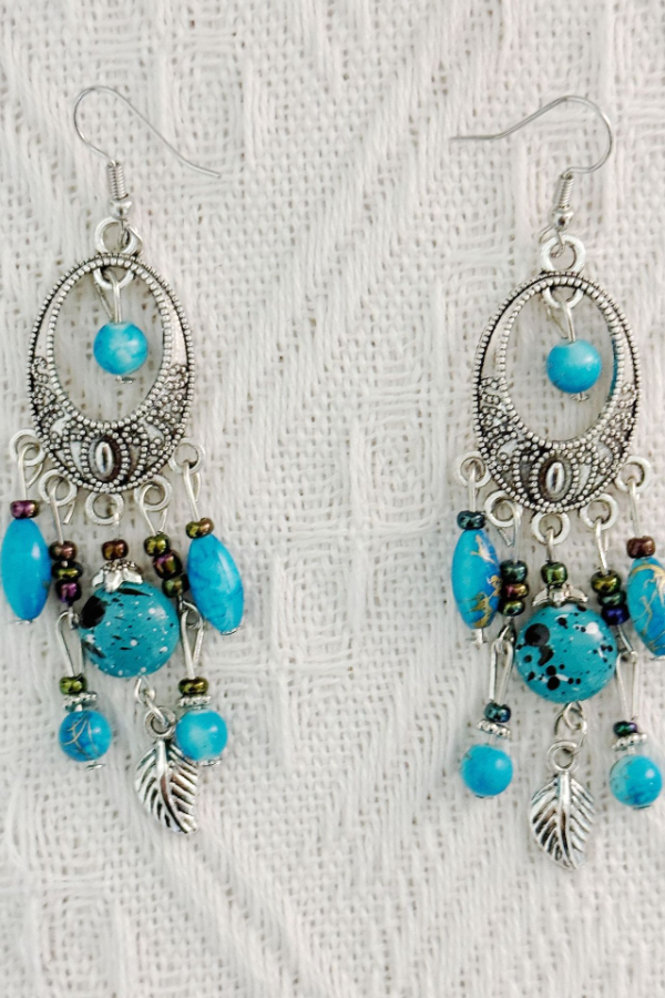 Statement Long Fringe Earrings Turquoise Alloy Women's Decorative Earrings