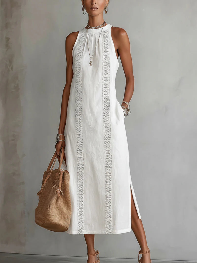 Sleeveless Linen Maxi-Length Dress