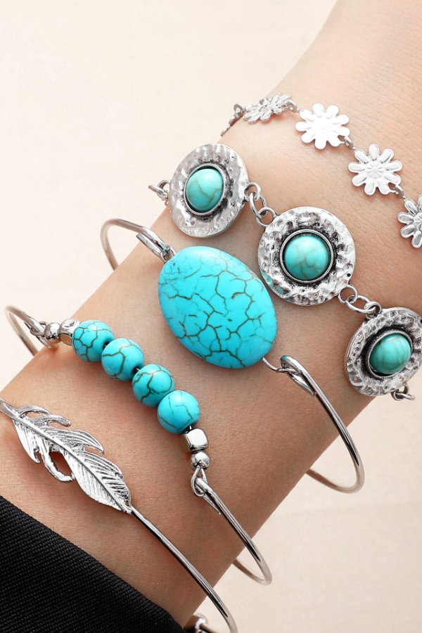 Women's Western Retro Turquoise Personalized Multi-element Beaded Jewelry Set