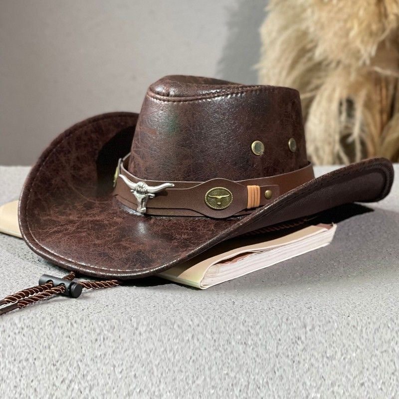 Modern Cowboy Cracked Bull Head Retro Knight Hat