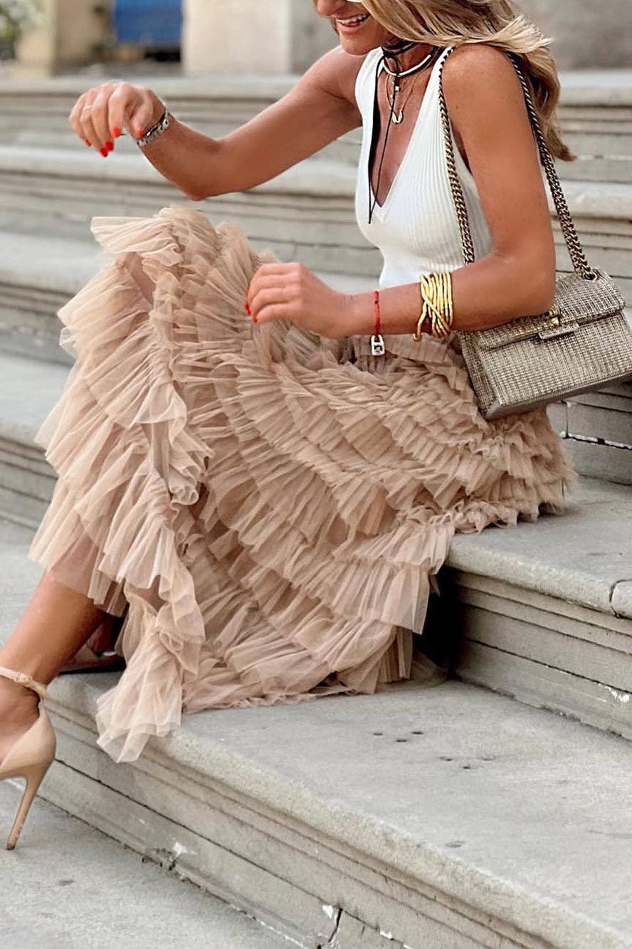 Modern Mesh Layered Cake Skirt