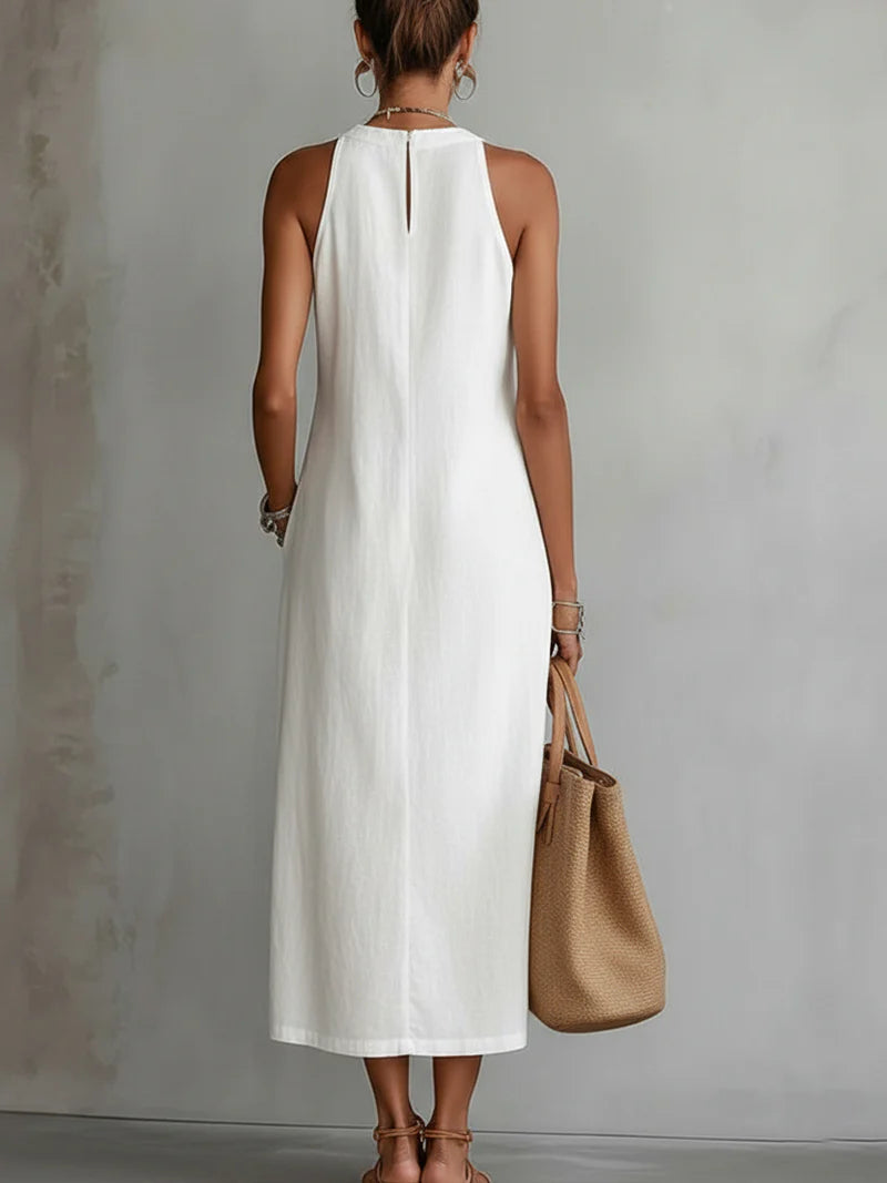 Sleeveless Linen Maxi-Length Dress