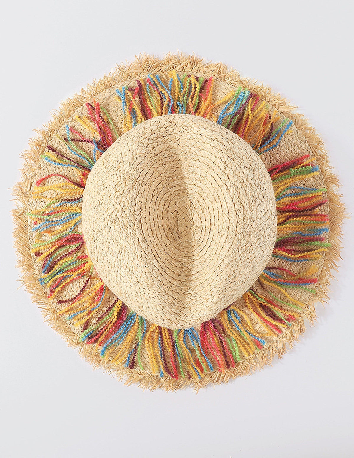 Modern Colorful Cotton Rope Tassel Straw Hat