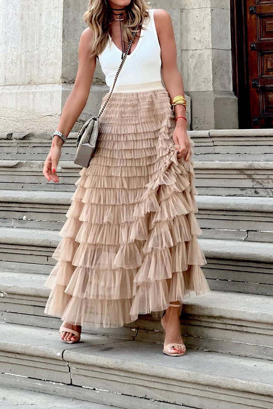 Modern Mesh Layered Cake Skirt
