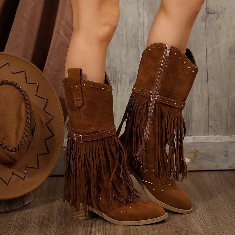 Modern Retro tassel rivet belt knight boots