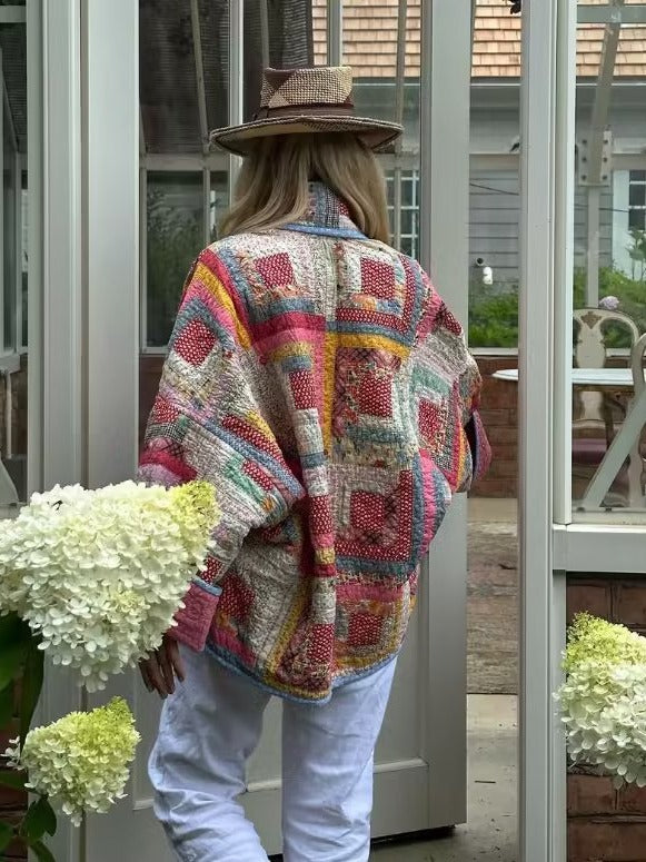 Quilted Jacket with Relaxed Fit and Print