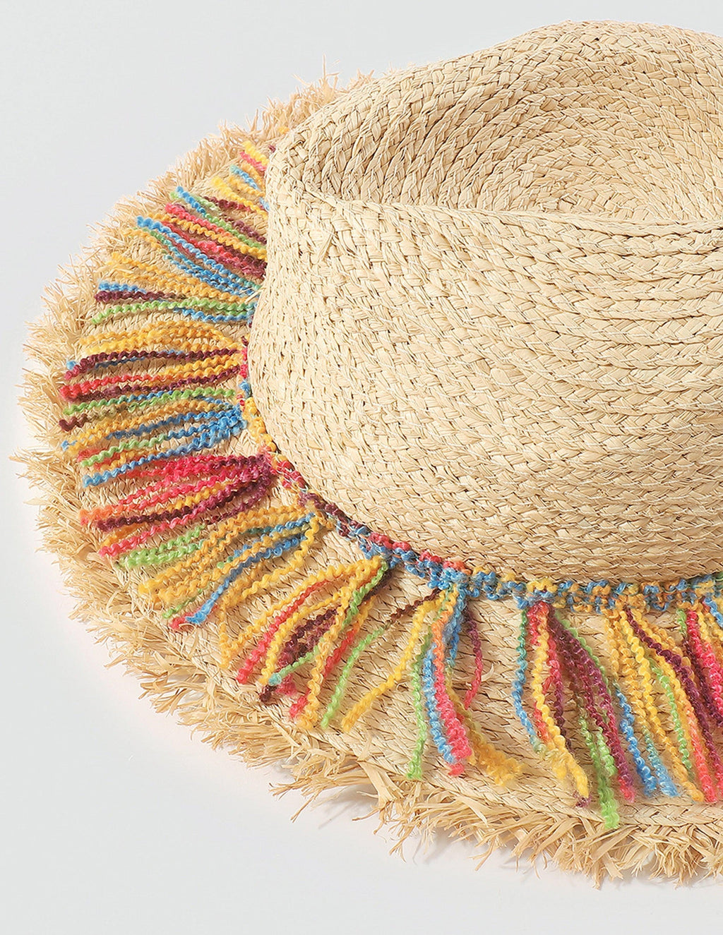 Modern Colorful Cotton Rope Tassel Straw Hat