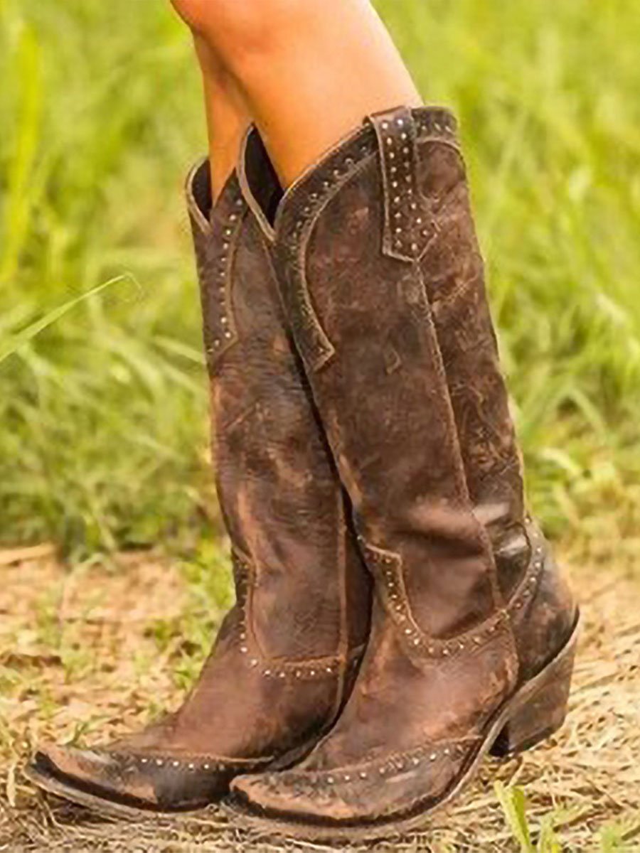 Retro Studded Cowgirl Boots