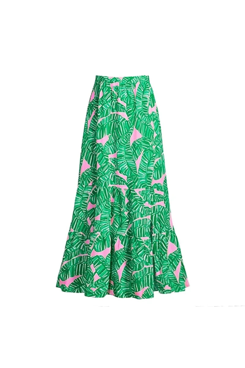 Green Zip-Front Flower Surf Set