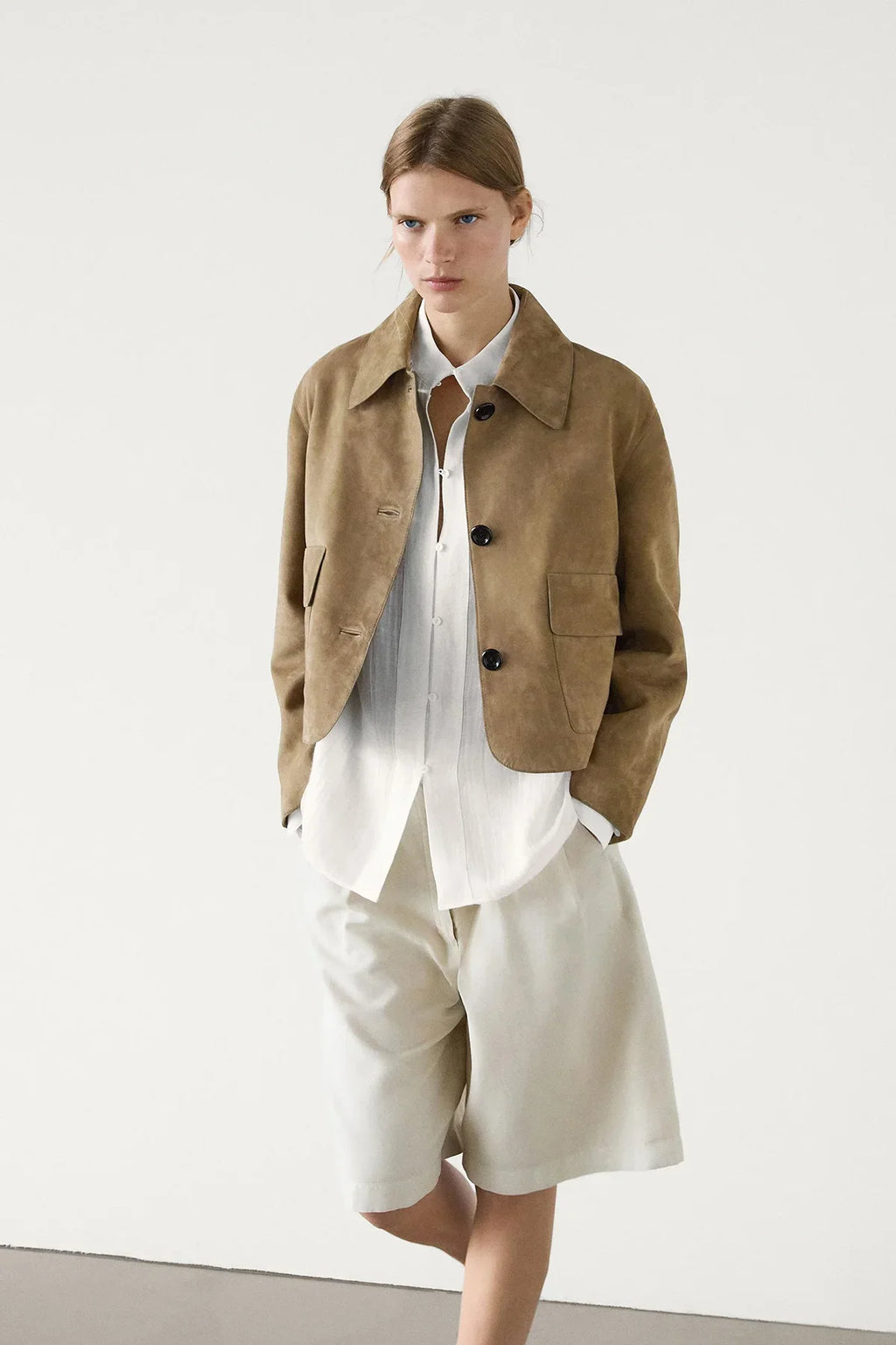 Modern Split suede leather jacket with pocket