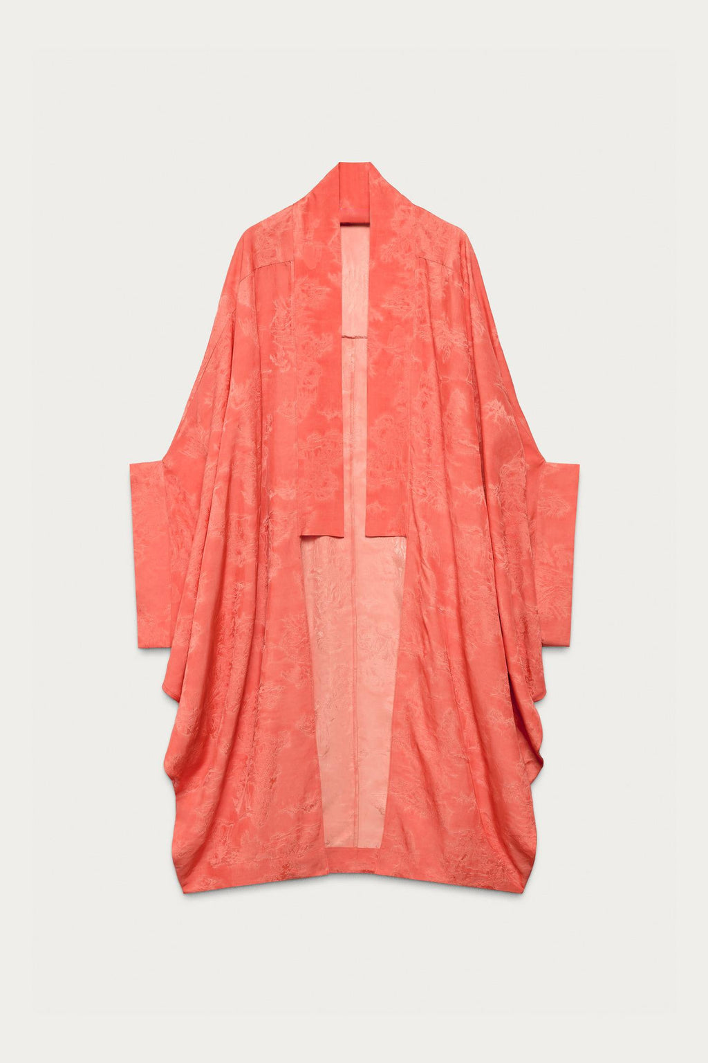 Orange Jacquard Kimono Knit Cardigan