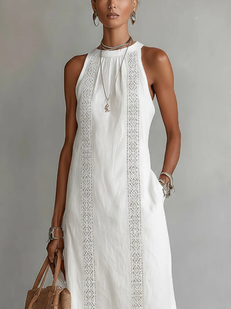 Sleeveless Linen Maxi-Length Dress