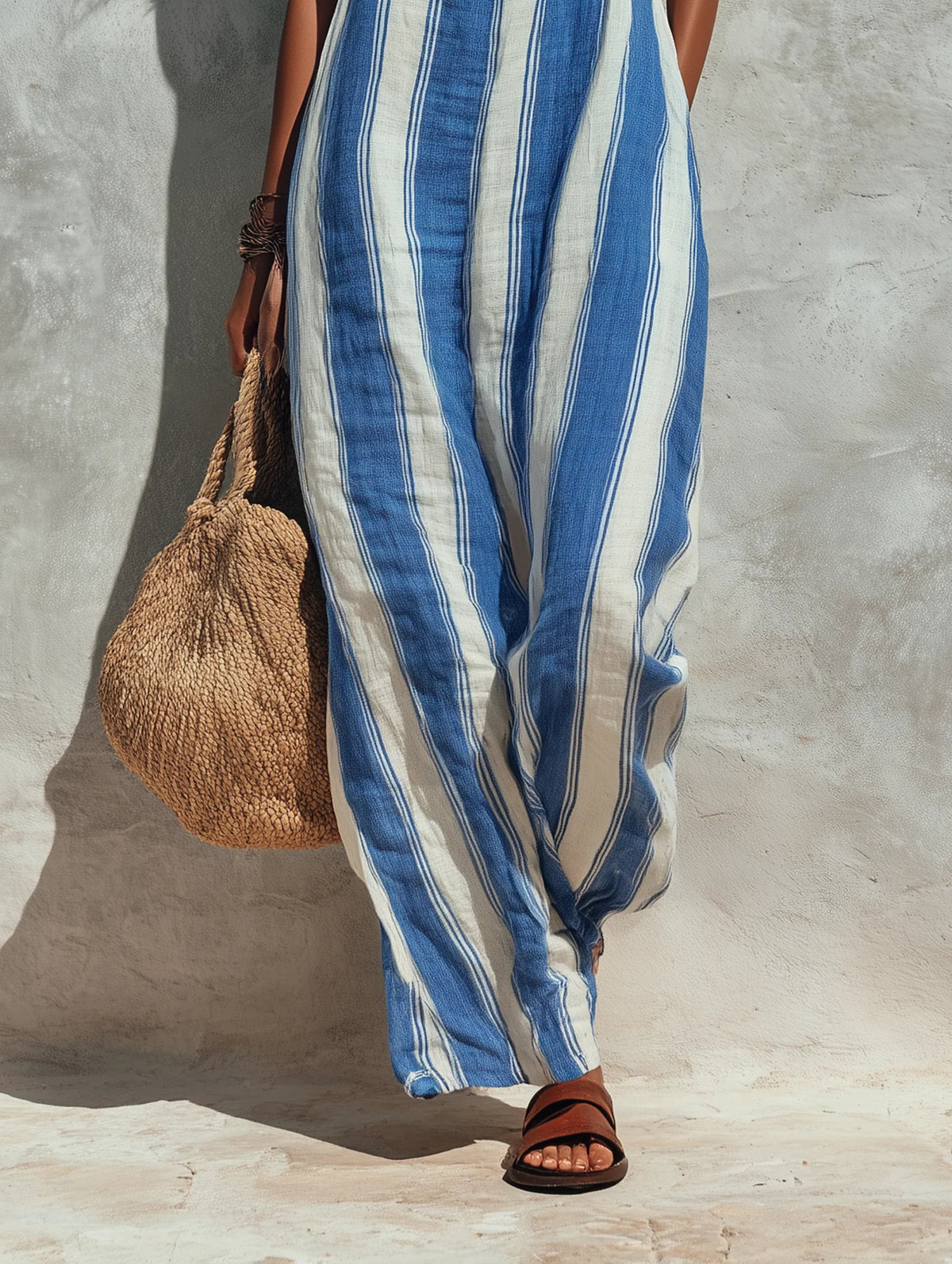 Modern Striped Linen Jumpsuit