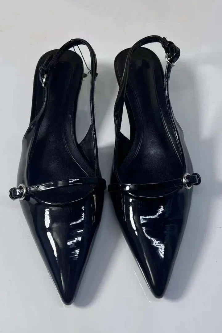Modern Pointed Toe Buckle Slingback High Heels