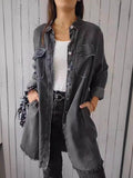 Denim Jacket in a Lightweight Design with Lapel Collar and Long Sleeves