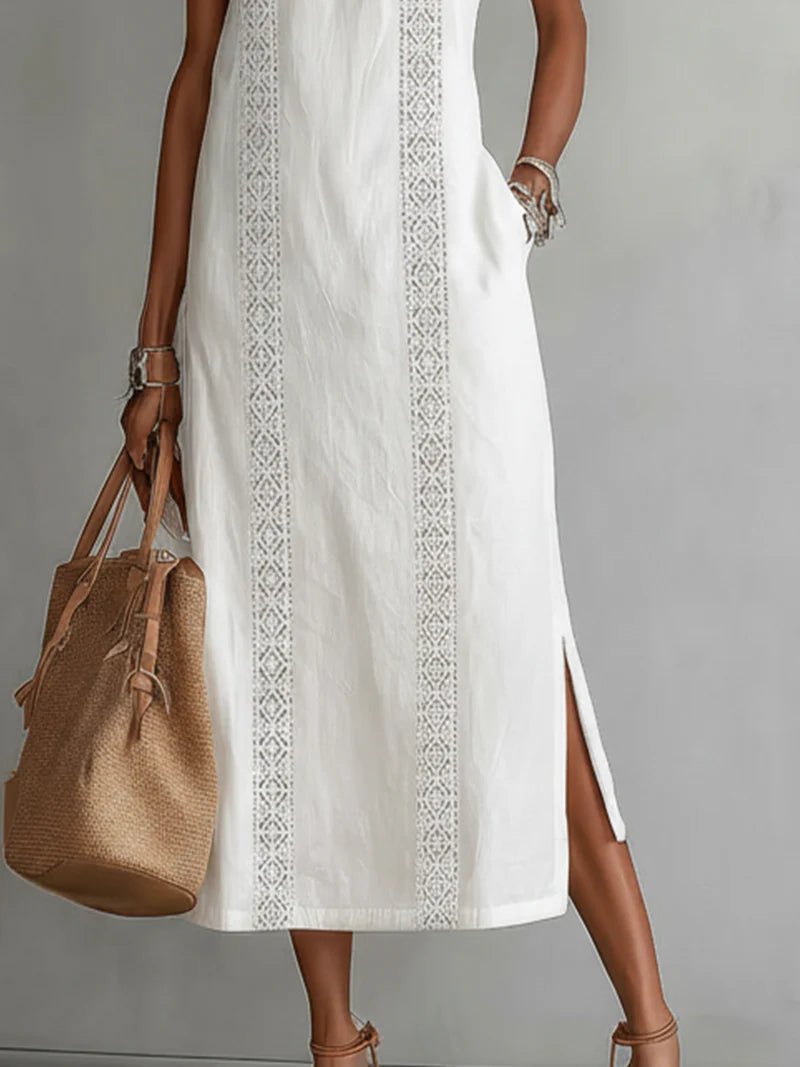 Sleeveless Linen Maxi-Length Dress