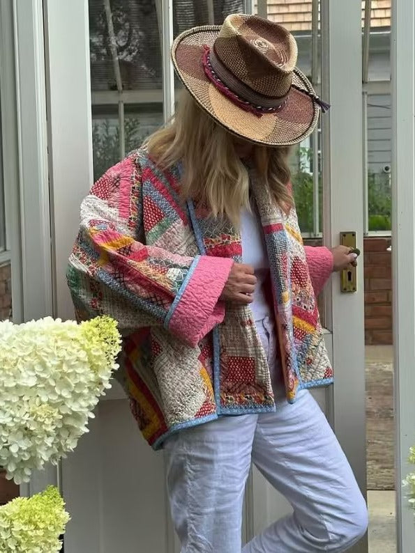 Quilted Jacket with Relaxed Fit and Print