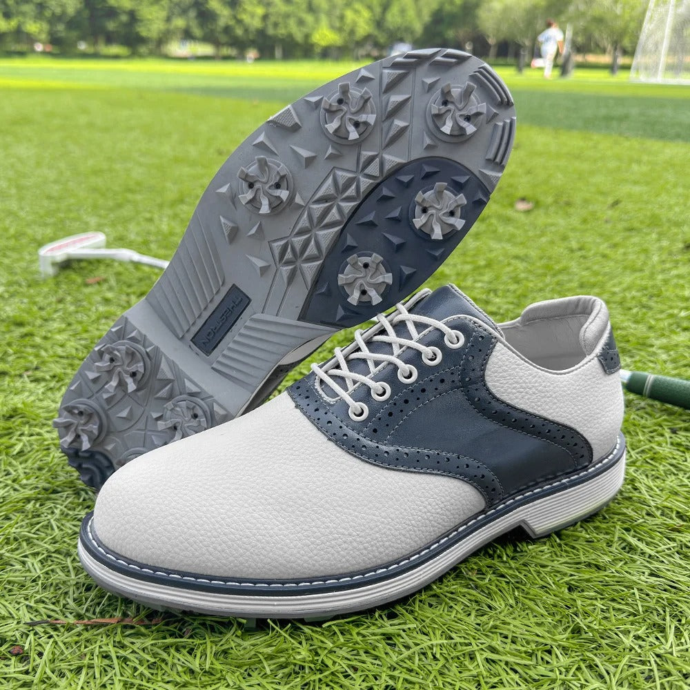 Pebbled Leather Brogue Shoes with Pebbled Texture