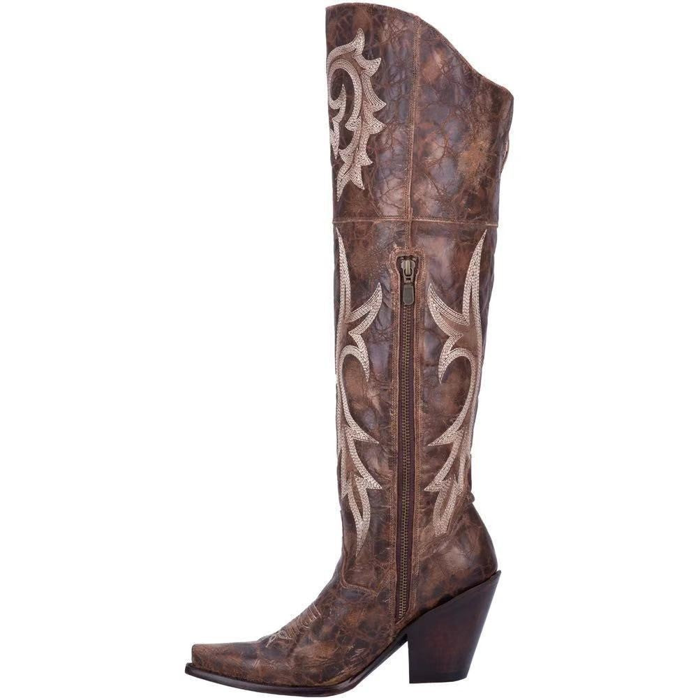 Modern Retro pattern high-heeled thick-heeled high boots
