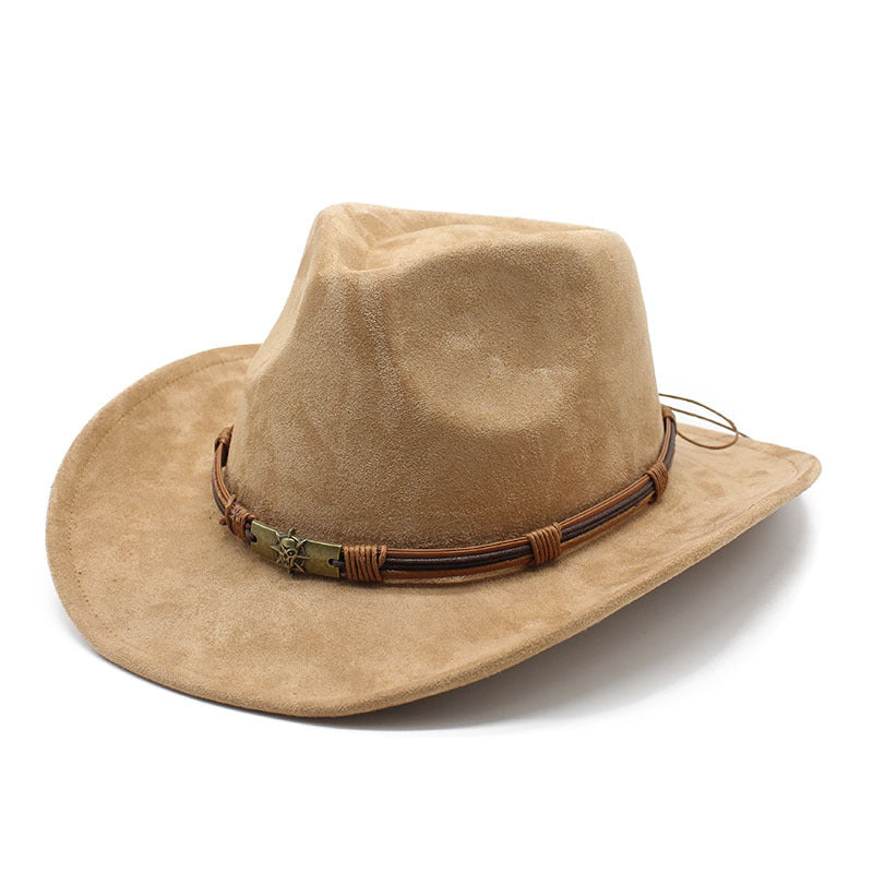 Modern Suede curled brim western cowboy hat