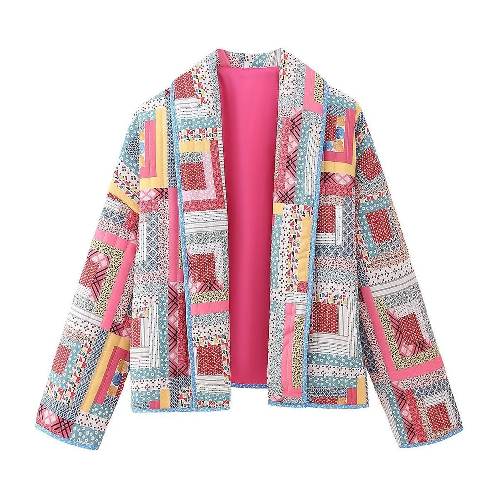 Quilted Jacket with Relaxed Fit and Print