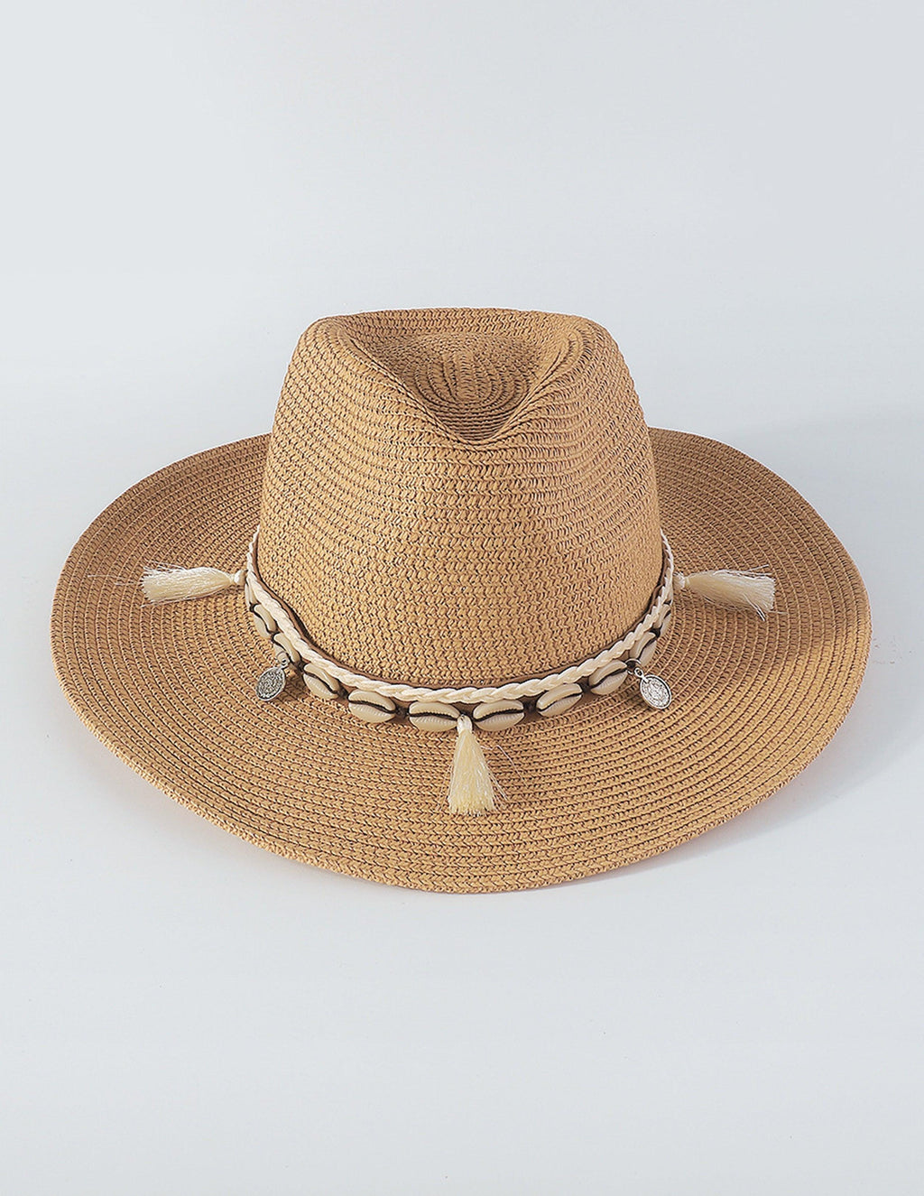 Modern Straw Hat With Shell Tassels