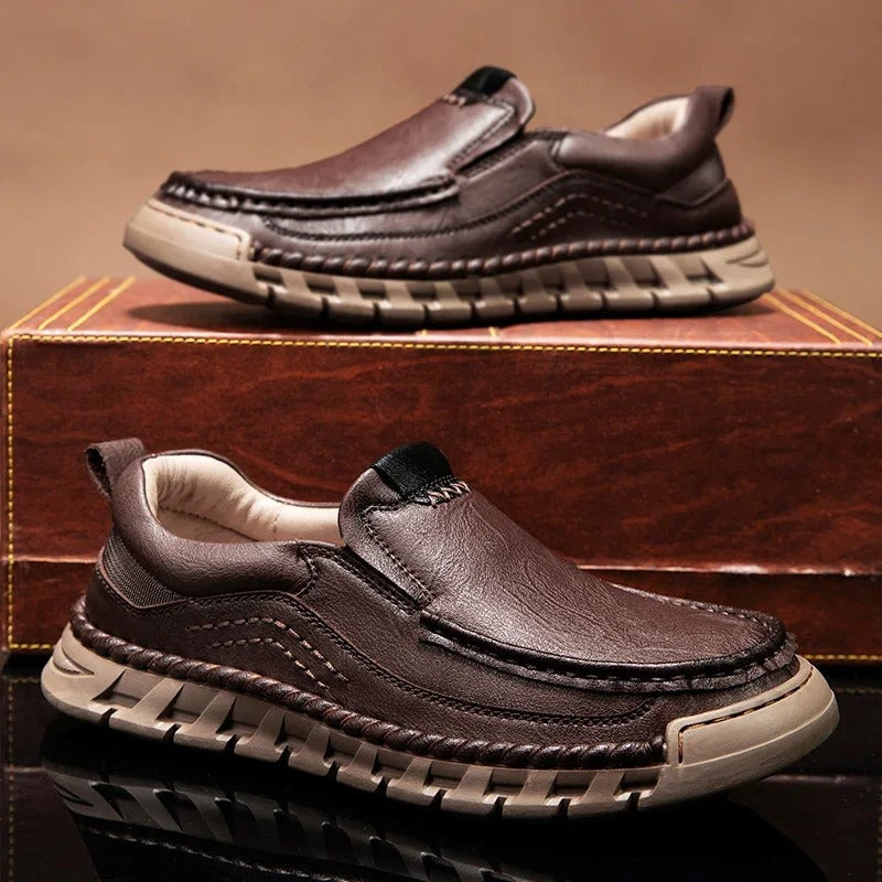 Leather Loafers with Precision Stitching