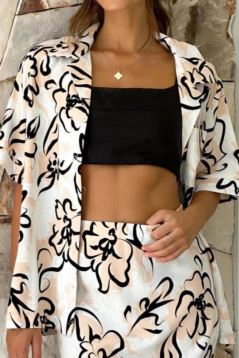 Botanical Flower Print Loose Trousers Set