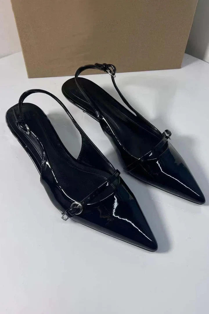 Modern Pointed Toe Buckle Slingback High Heels