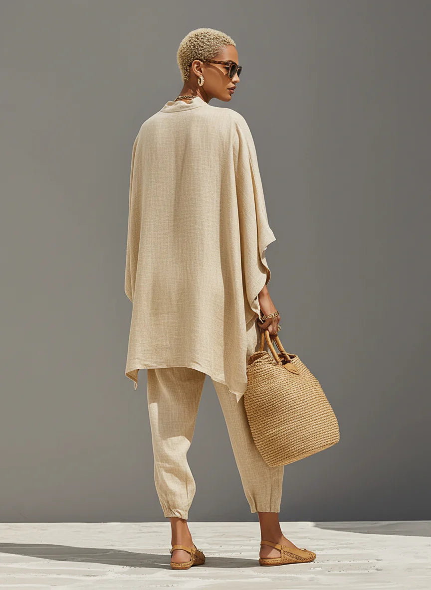 Linen Asymmetric Trousers Set