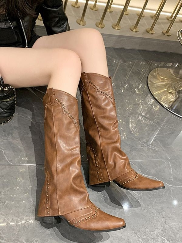 Modern Women's high boots with rivet high boots