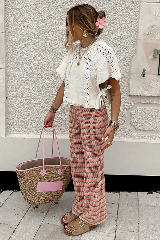 Knitted Lace-Up Hollow Women's Knit Sweater