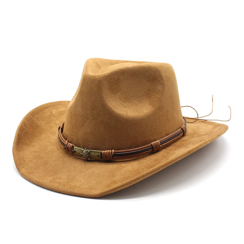 Modern Suede curled brim western cowboy hat