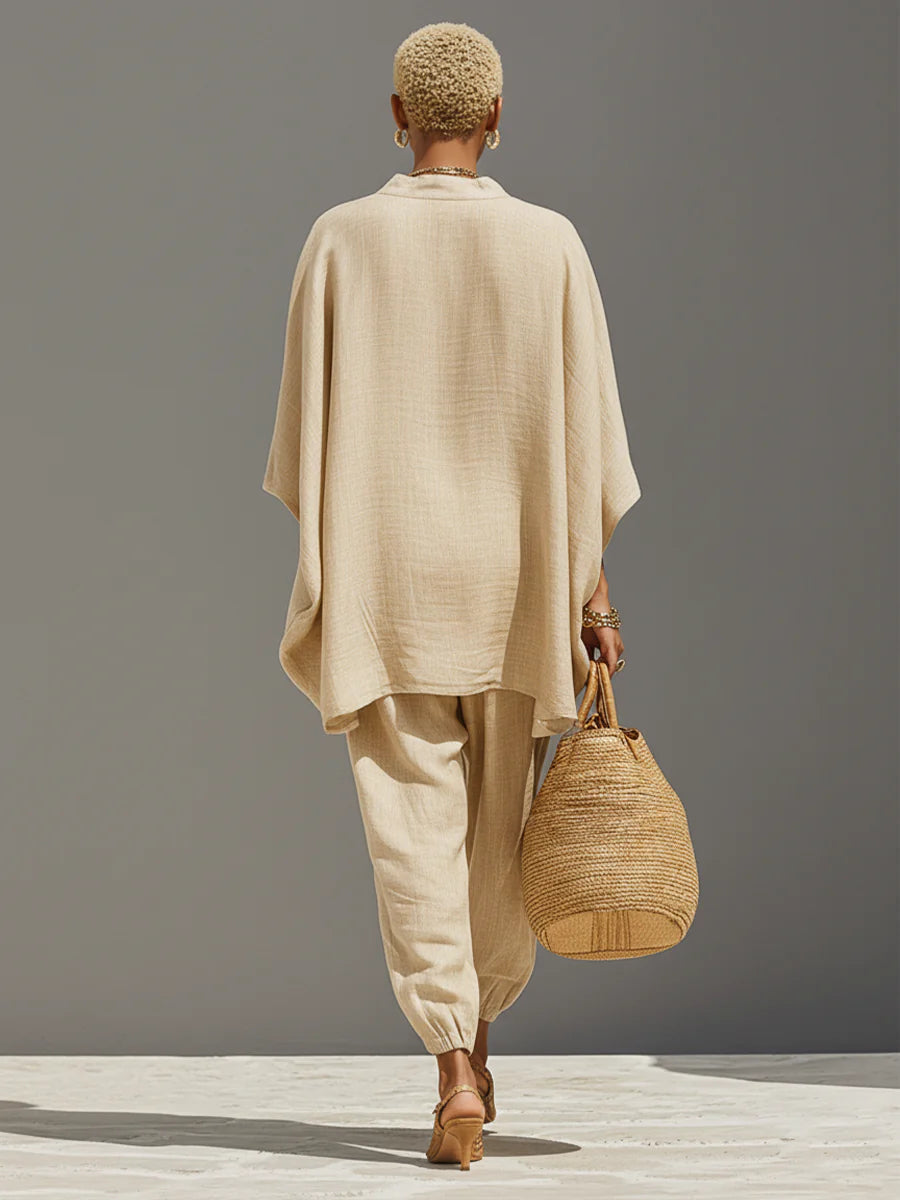 Linen Asymmetric Trousers Set