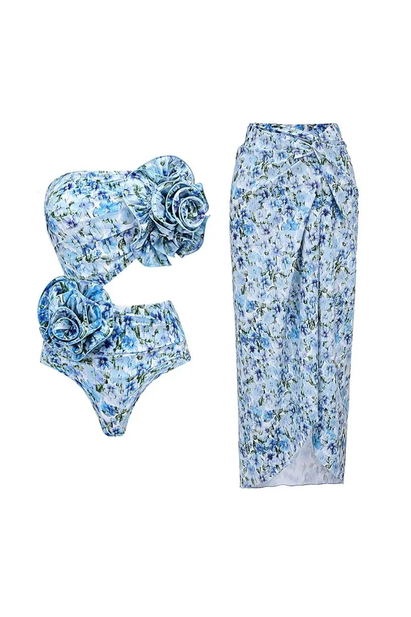 Halter Flower Strapless One-Piece Set