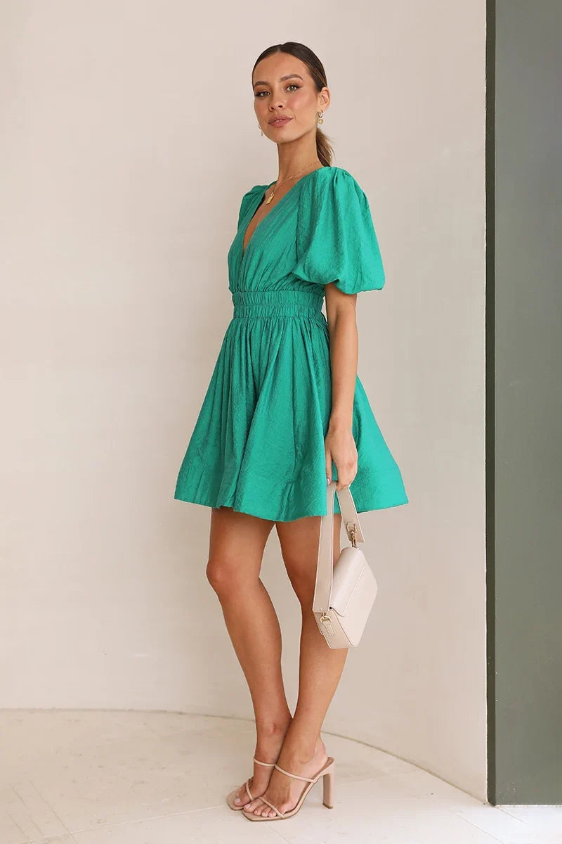Erin Mini-Length Dress - Emerald