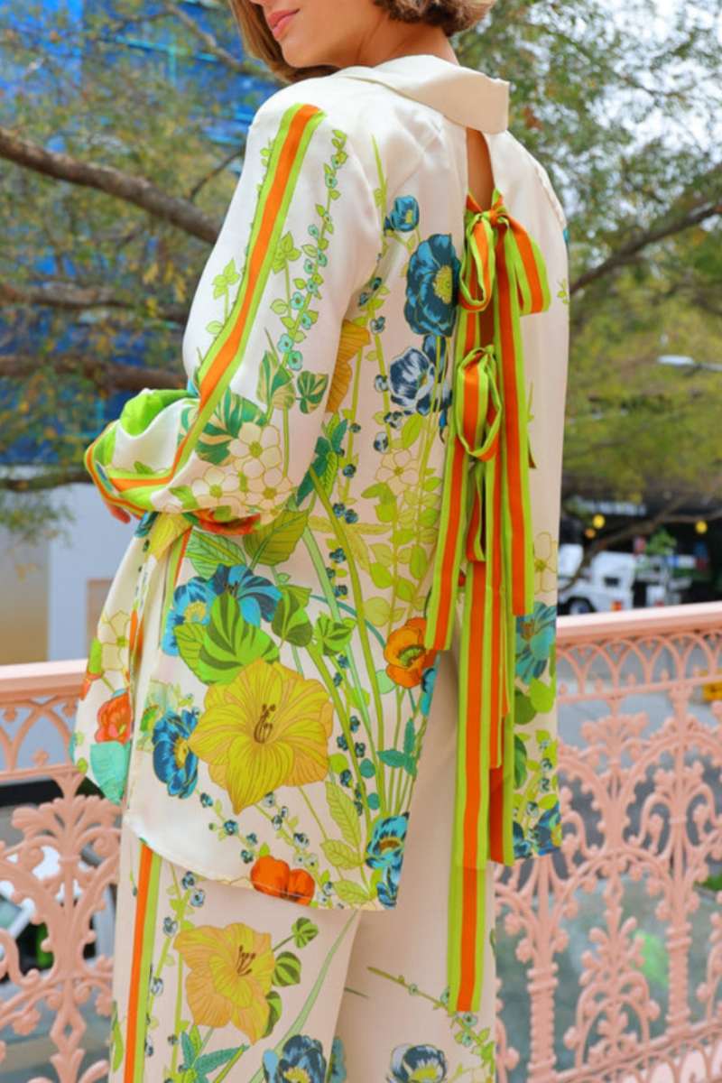 Tailored Silhouette Flower Print Trousers Set
