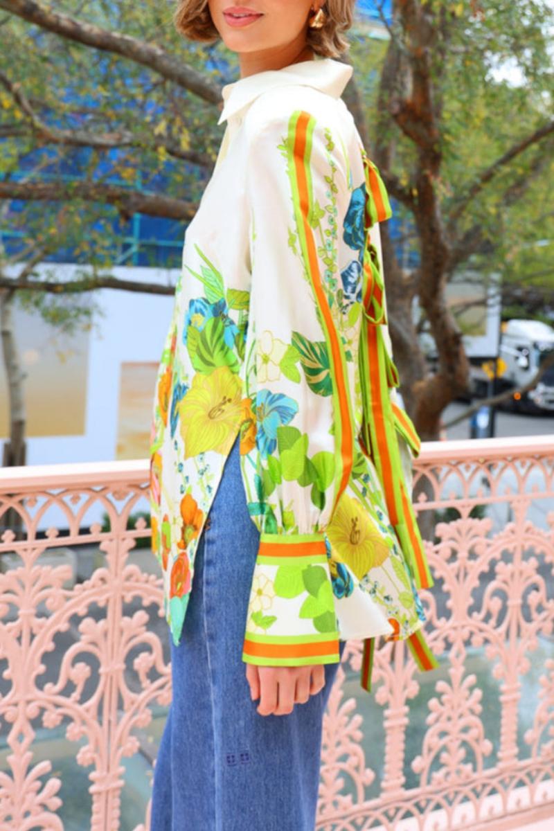 Tailored Silhouette Flower Print Trousers Set