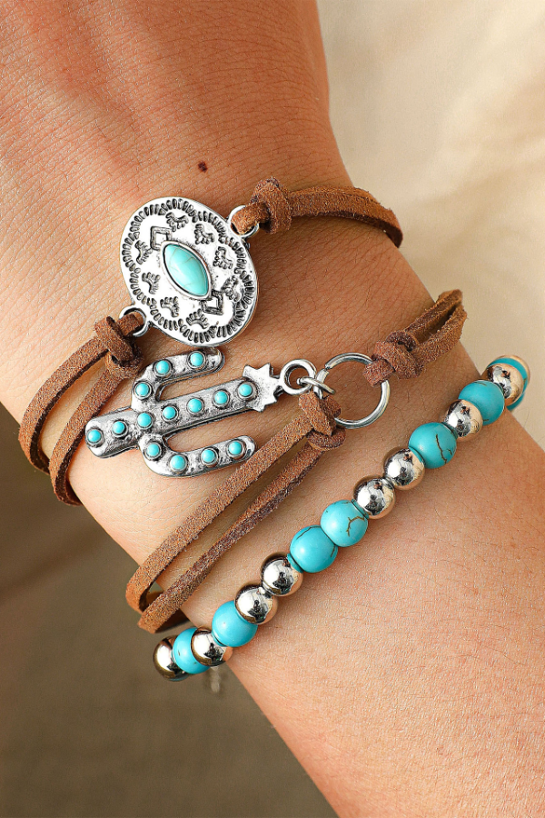 Women's Western Retro Turquoise Personalized Multi-element Beaded Jewelry Set