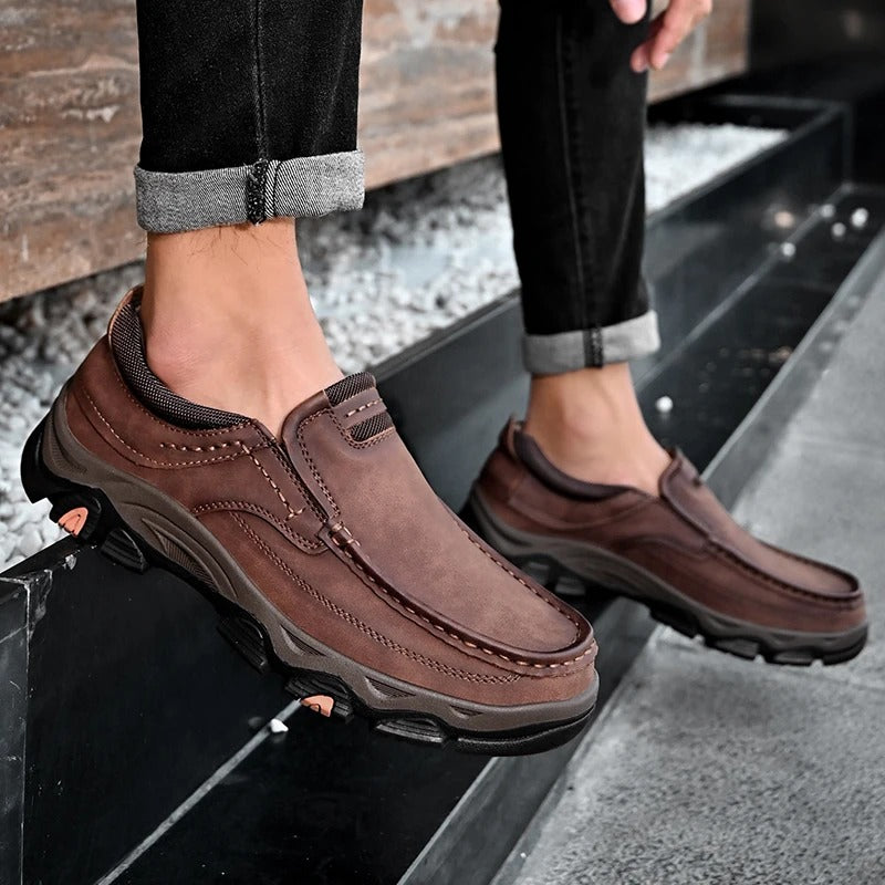 Cowhide Leather Loafers with Cushioned Insole