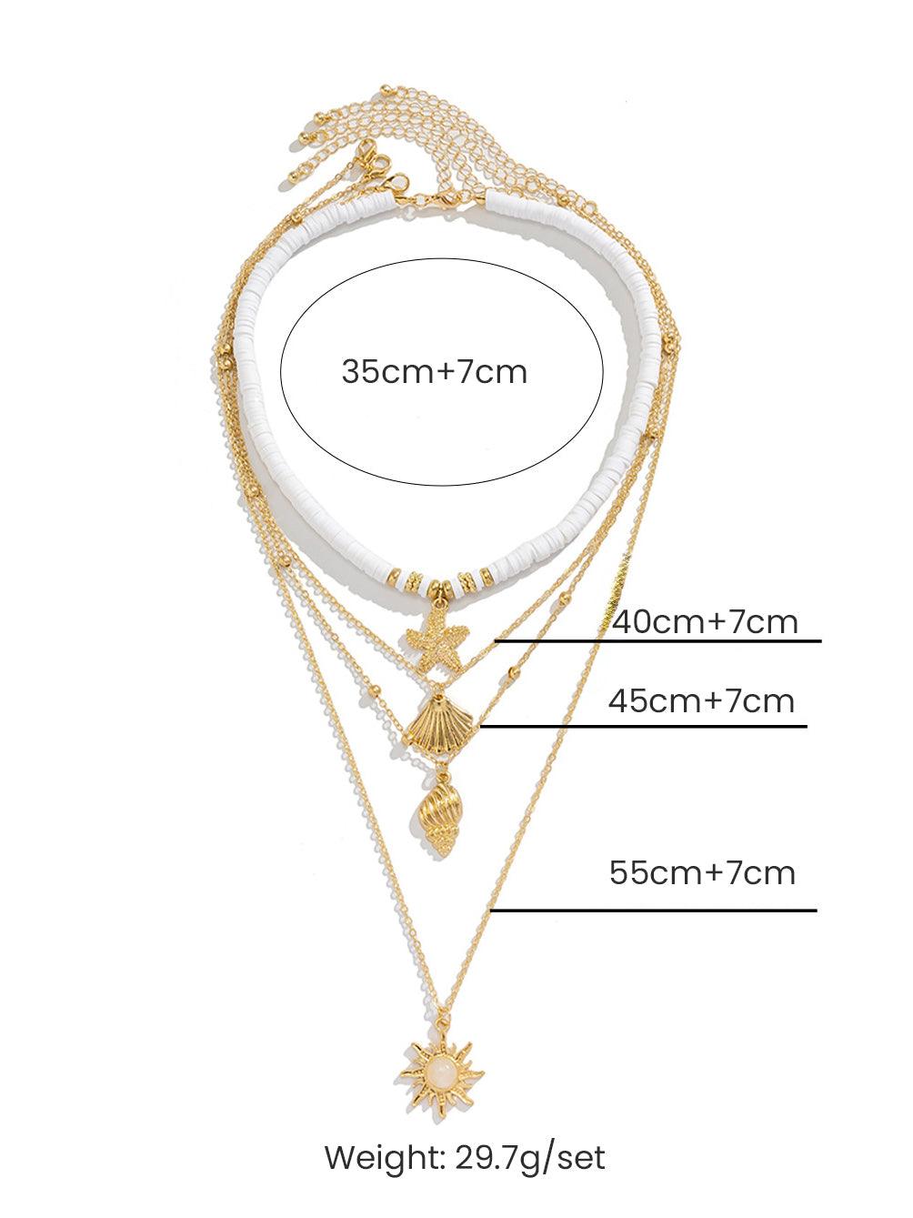 Statement South Pacific Shell Starfish Multi-Layer Necklace Gold