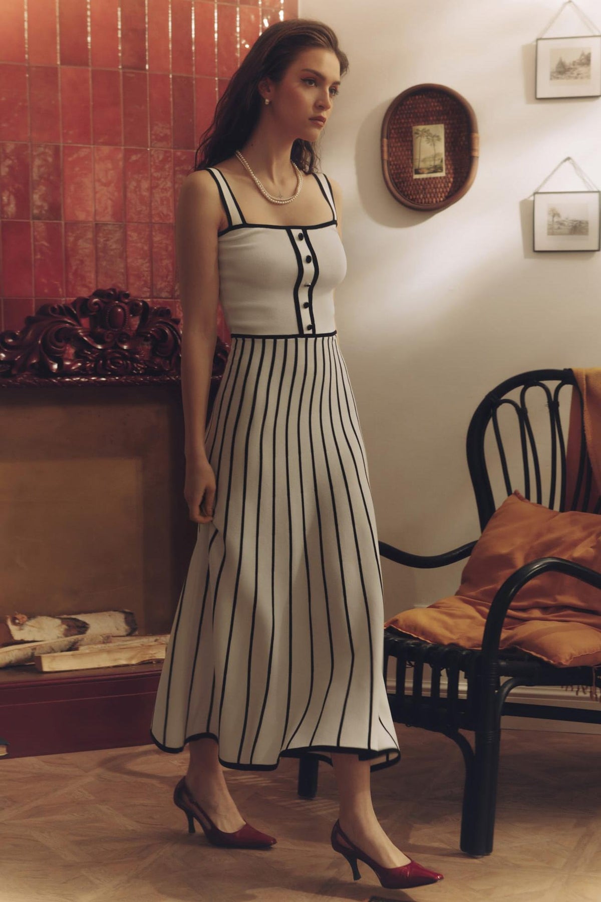 Pag Knit Cami Midi-Length Dress