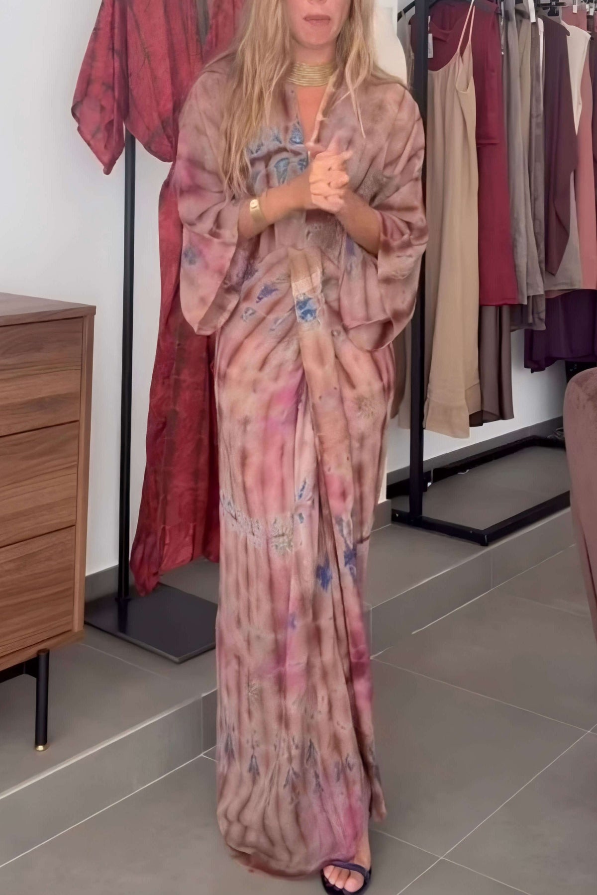 Kimono-Style Patterned Dress