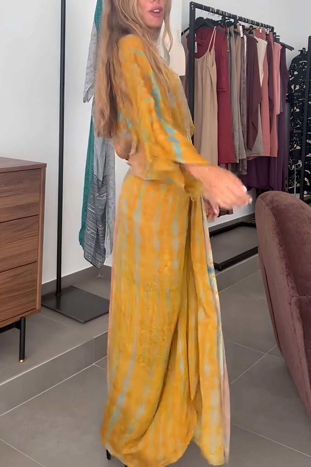 Kimono-Style Patterned Dress