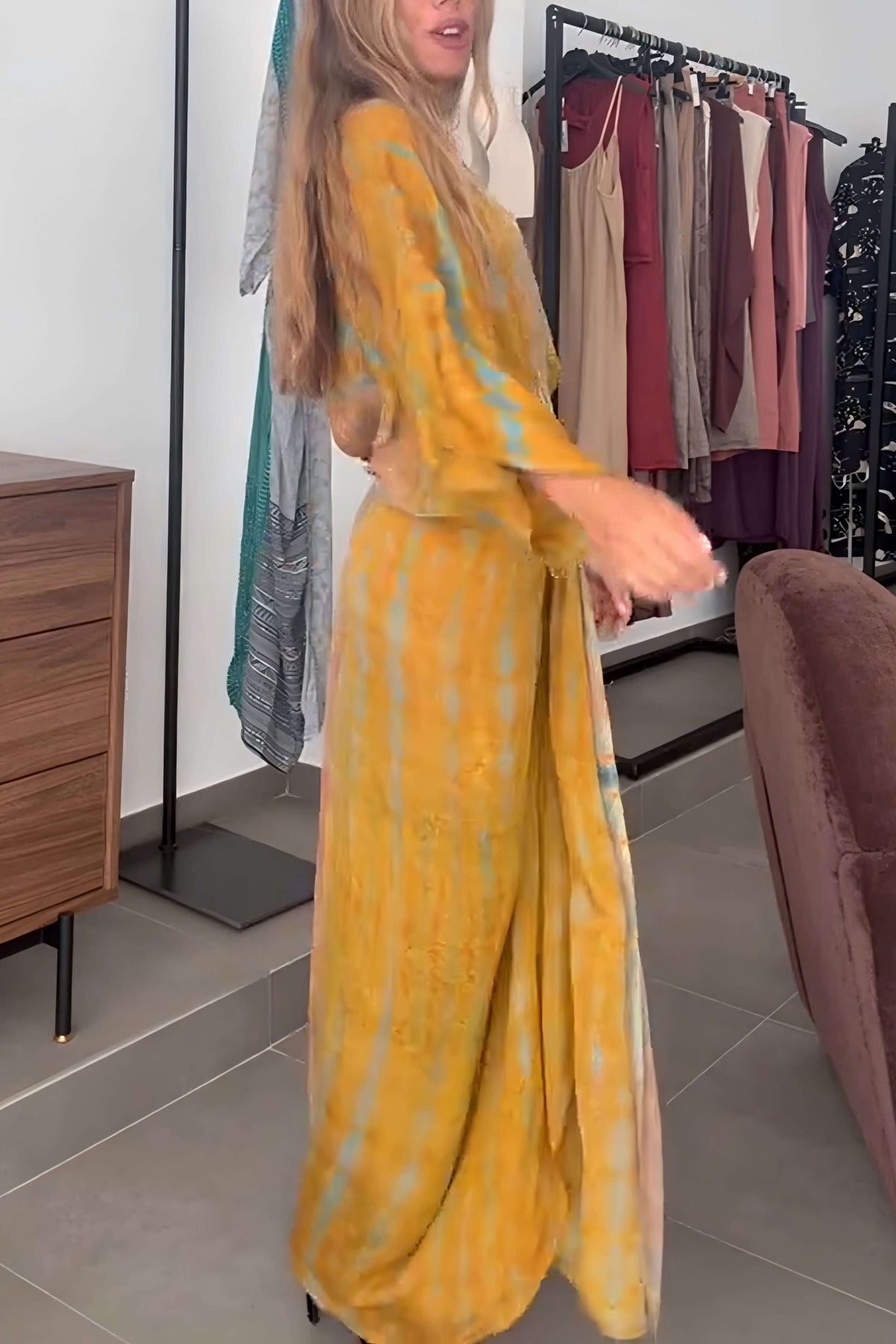 Kimono-Style Patterned Dress