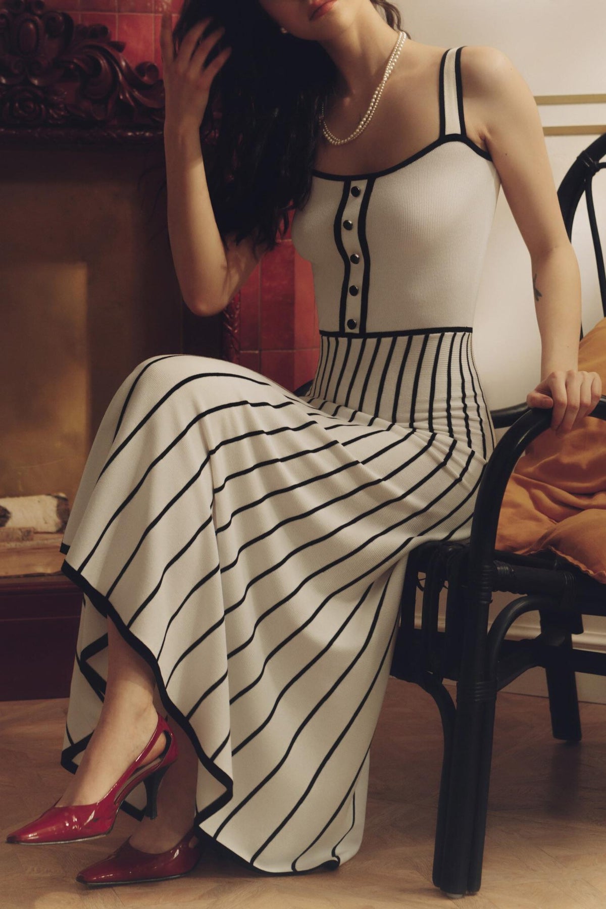 Pag Knit Cami Midi-Length Dress