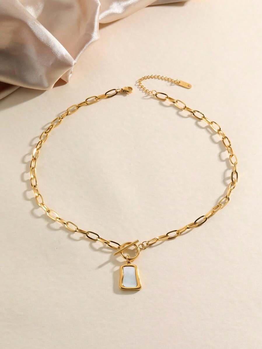 Statement Gold-Plated Geometric Square Necklace