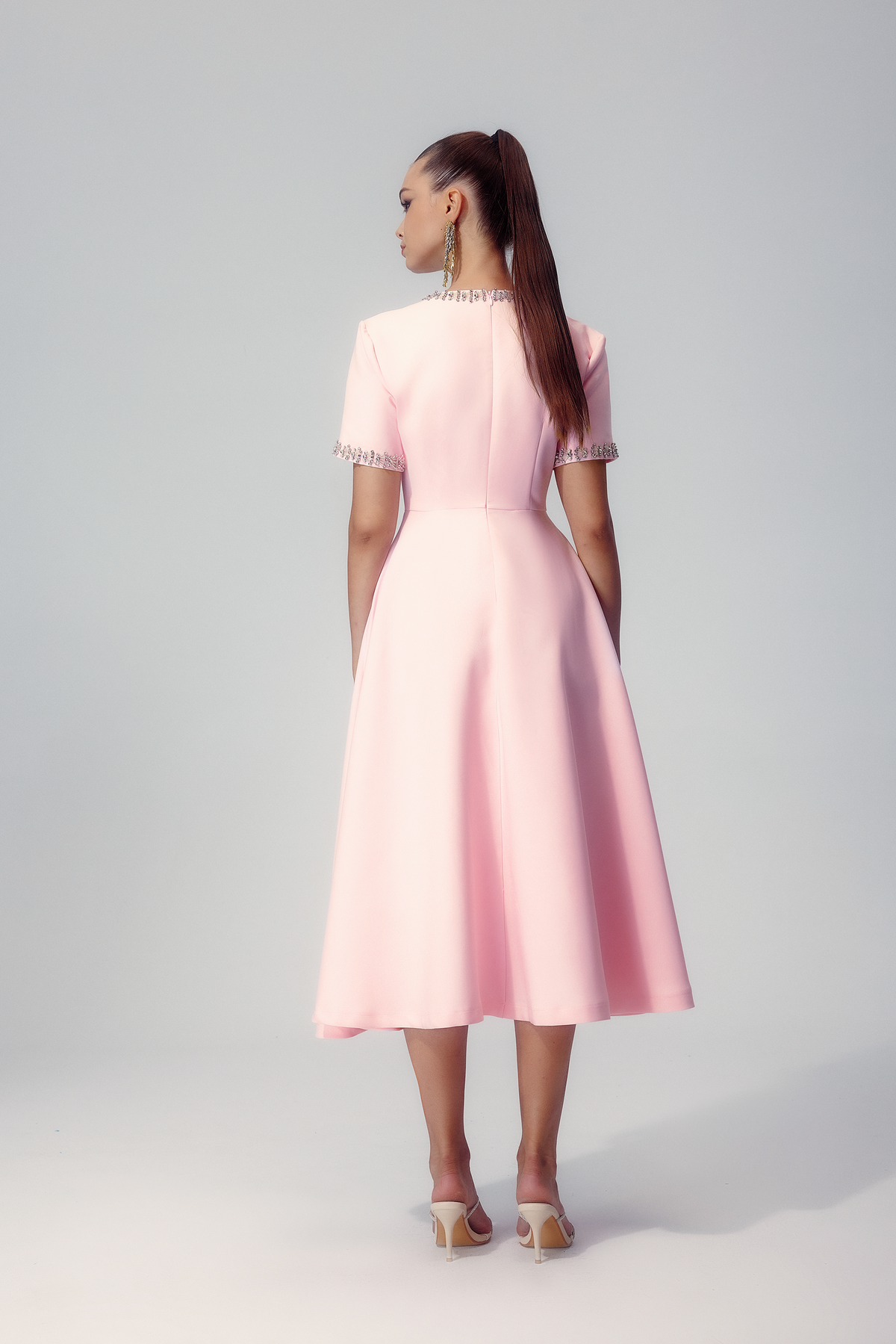 Zoe Bowknot Crystal-embellished Midi-Length Dress
